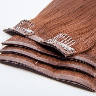 Flat Clip-In 18" Hair Extensions Color P26 Medium Golden Brown/Caramel/Ginger Mix