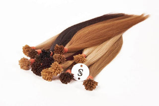 M-Tip 18" Straight Hair Extensions Color T610 Medium Golden Brown / Medium Strawberry Blonde